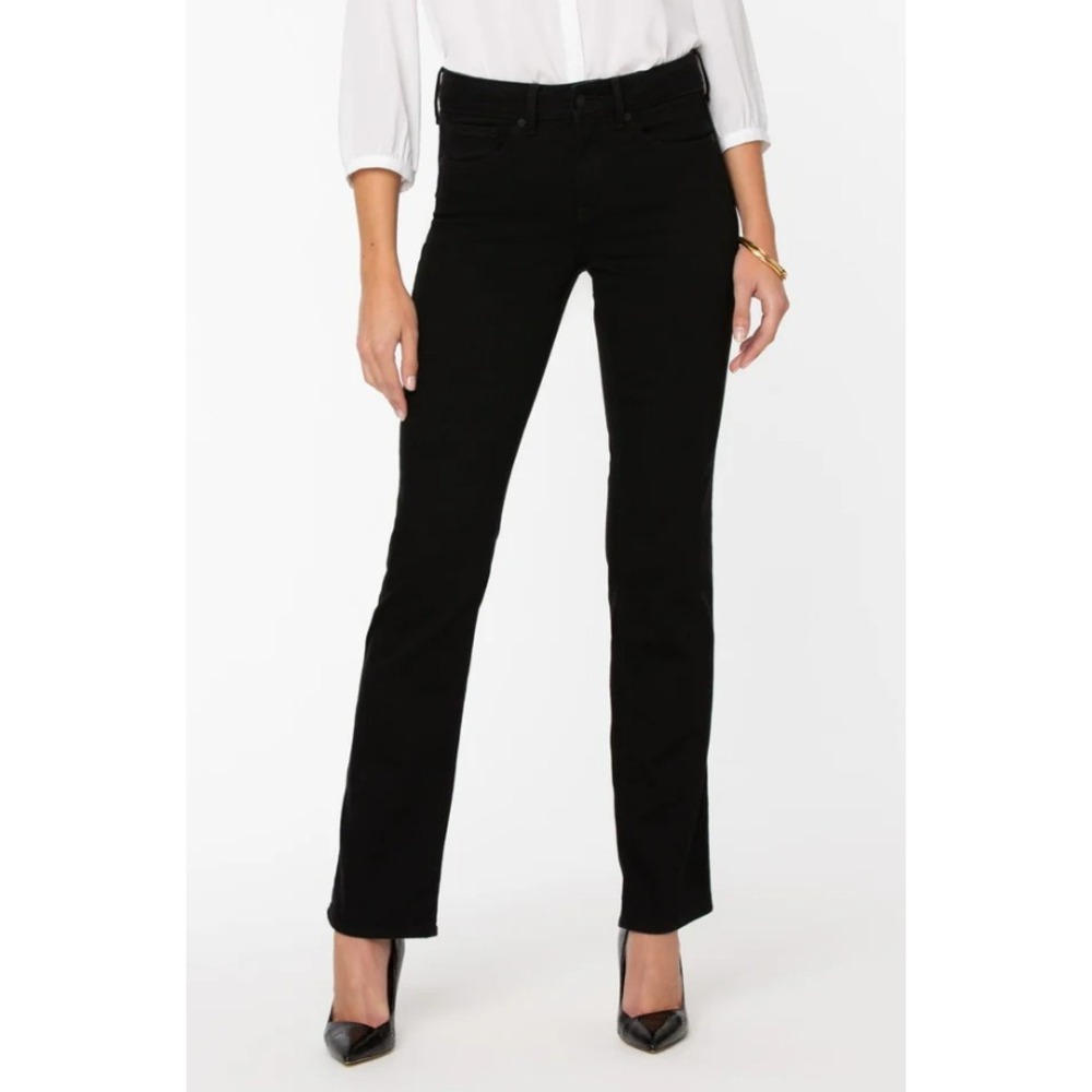 NWT NYDJ Marilyn Straight Leg Jeans Black Women Size 6 Casual Office High Rise